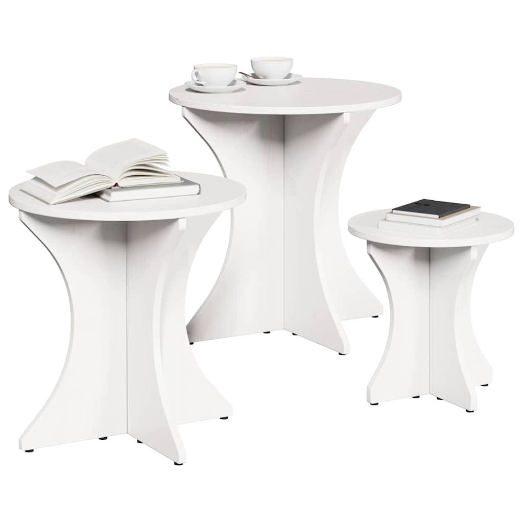 Coffee Table 3 pcs White 46 x 46 x 47 cm Solid pine wood