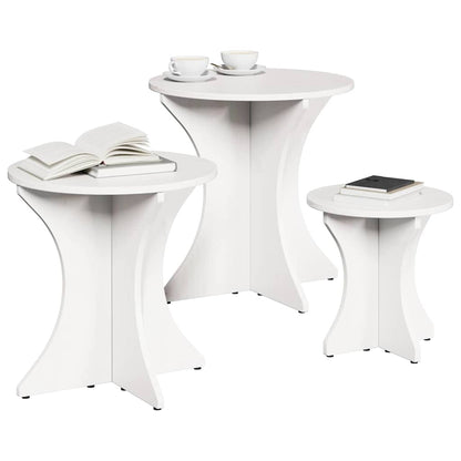 Coffee Table 3 pcs White 46 x 46 x 47 cm Solid pine wood