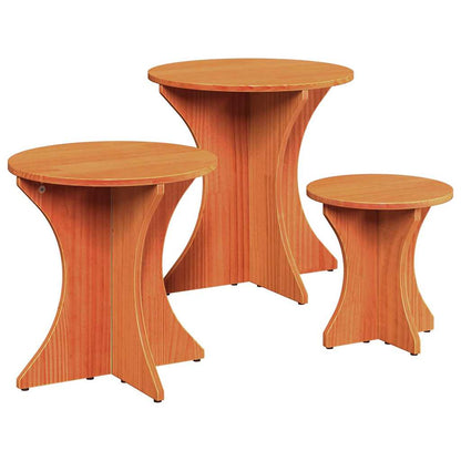 Coffee Table 3 pcs Wax brown 46 x 46 x 47 cm Solid pine wood