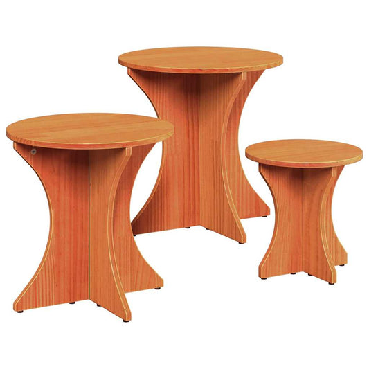 Coffee Table 3 pcs Wax brown 46 x 46 x 47 cm Solid pine wood