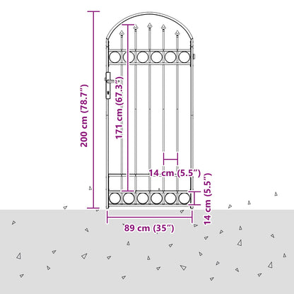 Fence Post ASSEN 200 x 88 x 14 cm Steel Grey Lockable