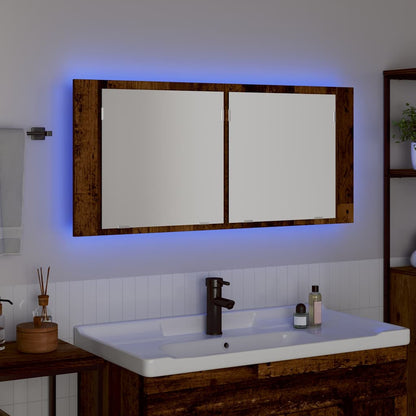 LED Mirror Cabinet Old Wood 100 x 12 x 45 cm Engineered Wood