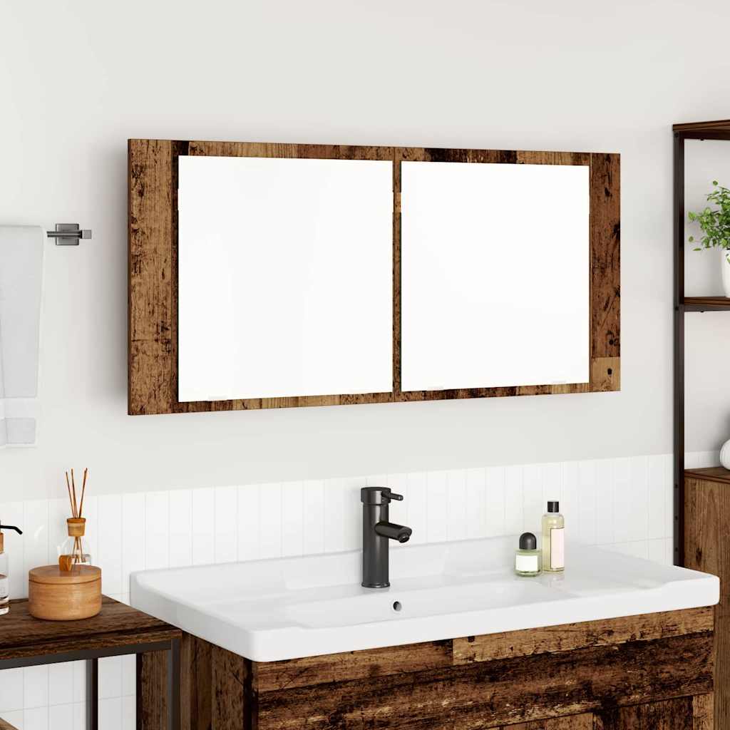 LED Mirror Cabinet Old Wood 100 x 12 x 45 cm Engineered Wood