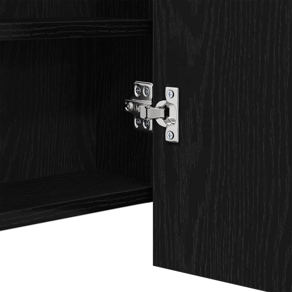 LED Mirror Cabinet Black Oak 100 x 12 x 45 cm Engineered Wood