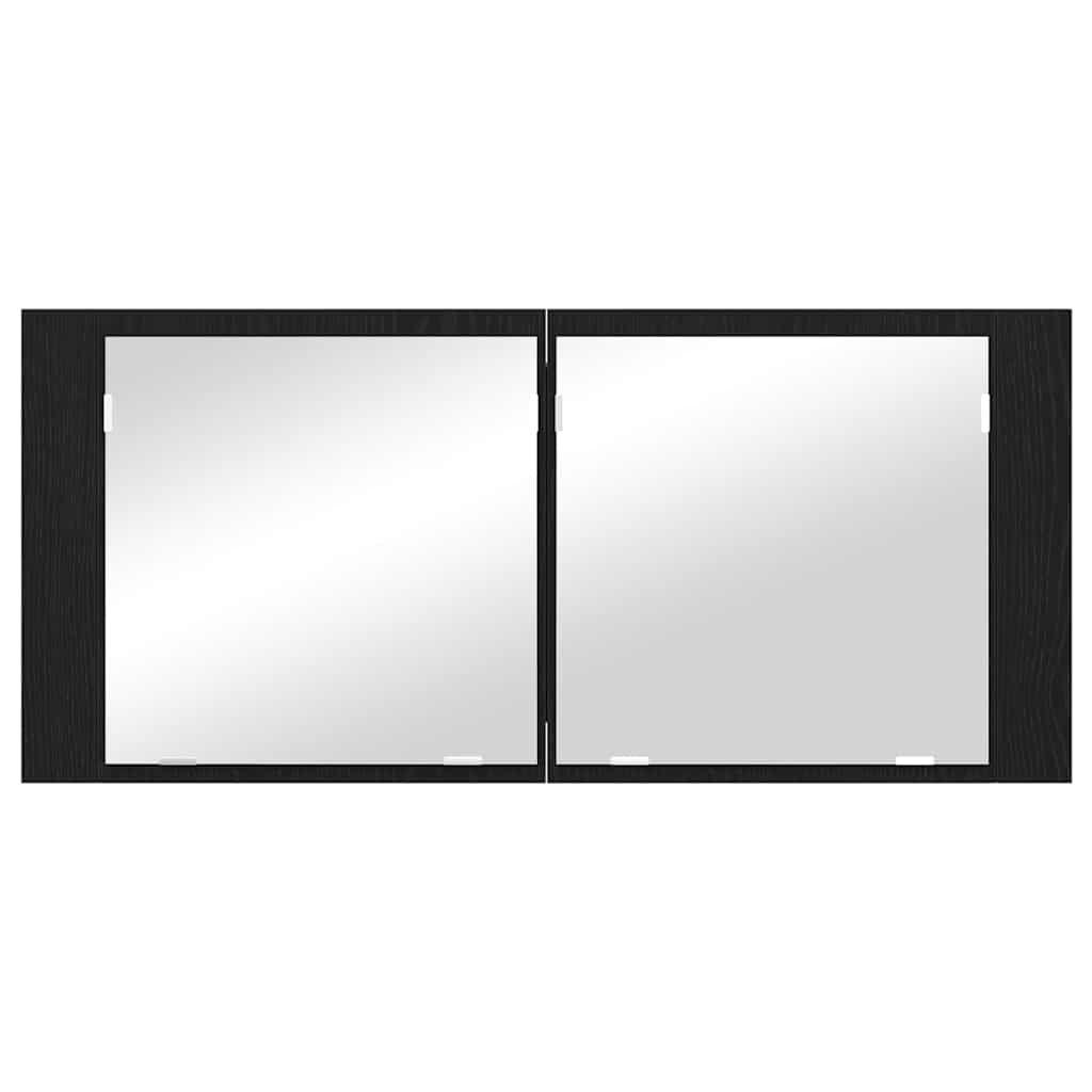 LED Mirror Cabinet Black Oak 100 x 12 x 45 cm Engineered Wood