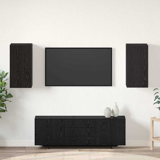 Wall TV Cabinet 2 pcs Black Oak Engineered Wood