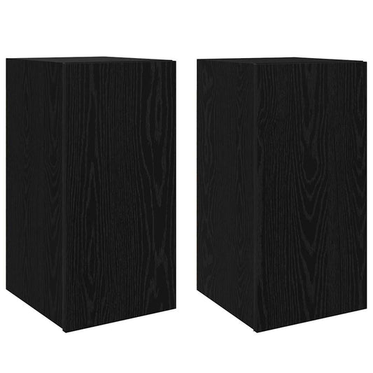 Wall TV Cabinet 2 pcs Black Oak Engineered Wood