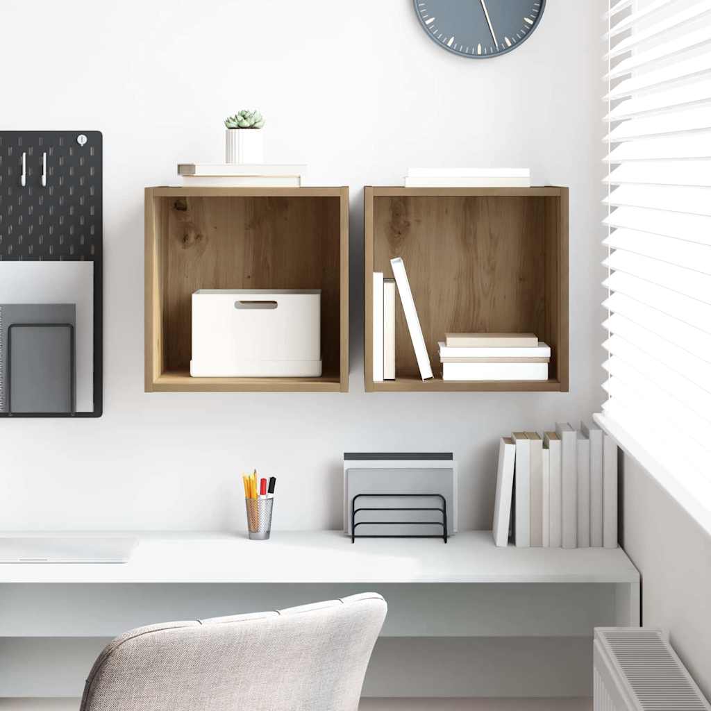 Wall Cabinet Wall-Mounted 2 pcs Artisan Oak 37 x 37 x 37 cm