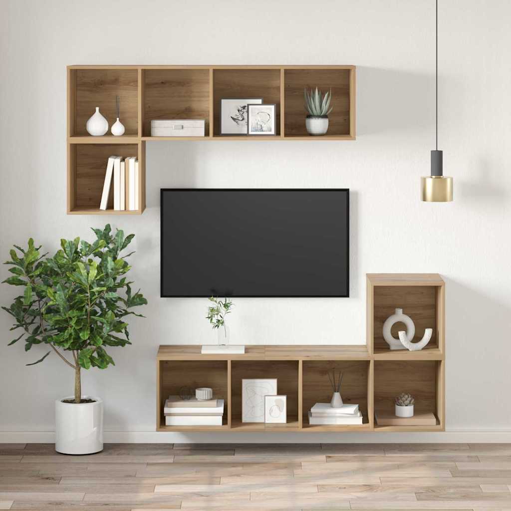 TV Cabinet Set 37 x 37 x 107 cm Artisan Oak Engineered Wood