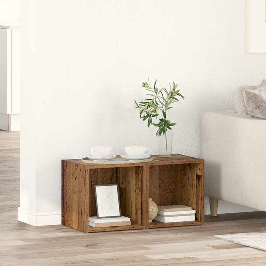 TV Cabinet Set 2 pcs Old Wood Engineered Wood