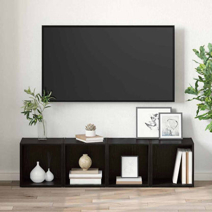 TV Cabinet Set 2 pcs 37 x 35 x 37.5 cm Black Engineered Wood