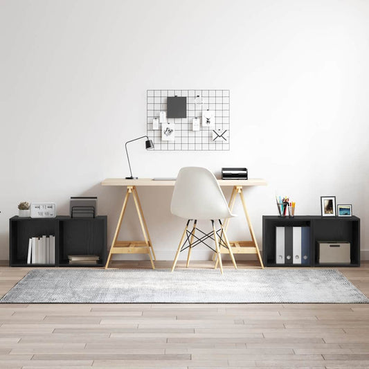 TV Cabinet Set 4 pcs Black Engineered Wood