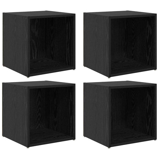 TV Cabinet Set 4 pcs Black Engineered Wood