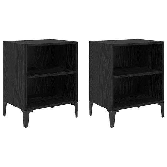 Bedside Cabinet 2 pcs Black oak 40 x 30 x 50 cm Engineered wood