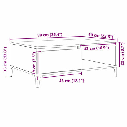 Coffee Table Artisan oak 90 x 60 x 35 cm Engineered wood