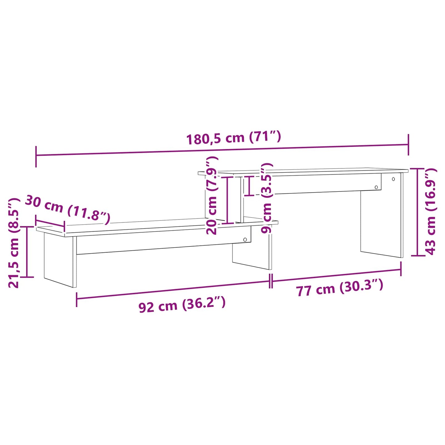 TV Cabinet Set 180.5 x 30 x 43 cm Artisan Oak Engineered Wood