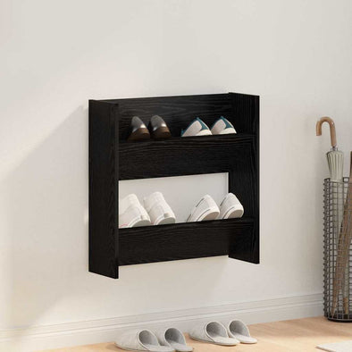 Wall Shoe Cabinet with Shelf Wall-mounted Other with Storage Black oak Engineered wood