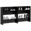 Wall Shoe Cabinet with Shelf Wall-mounted Other with Storage 2 pcs Black oak Engineered wood