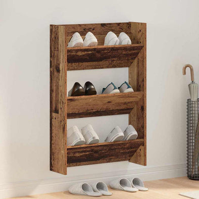 Wall Shoe Cabinet with Shelf Wall-mounted Other with Storage Old wood Engineered wood