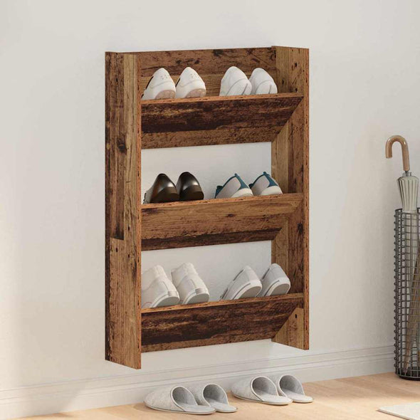 Wall Shoe Cabinet with Shelf Wall-mounted Other with Storage Old wood Engineered wood