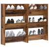 Wall Shoe Cabinet with Shelf Wall-mounted Other with Storage 2 pcs Old wood Engineered wood