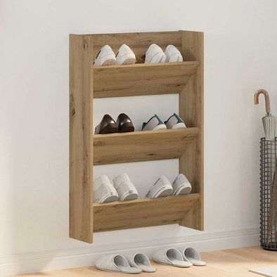 Wall Shoe Cabinet with Shelf Wall-mounted Other with Storage Artisan oak Engineered wood