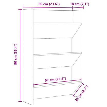 Shoe Cabinet 2 pcs 60 x 18 x 90 cm Engineered Wood Artisan Oak