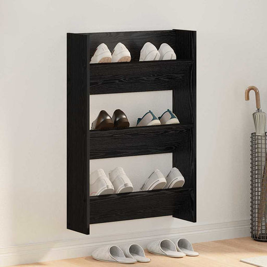 Shoe Cabinet 60 x 18 x 90 cm Engineered Wood Black Oak