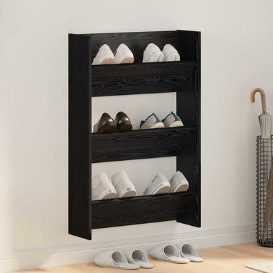 Wall Shoe Cabinet with Shelf Wall-mounted Other with Storage Black oak Engineered wood