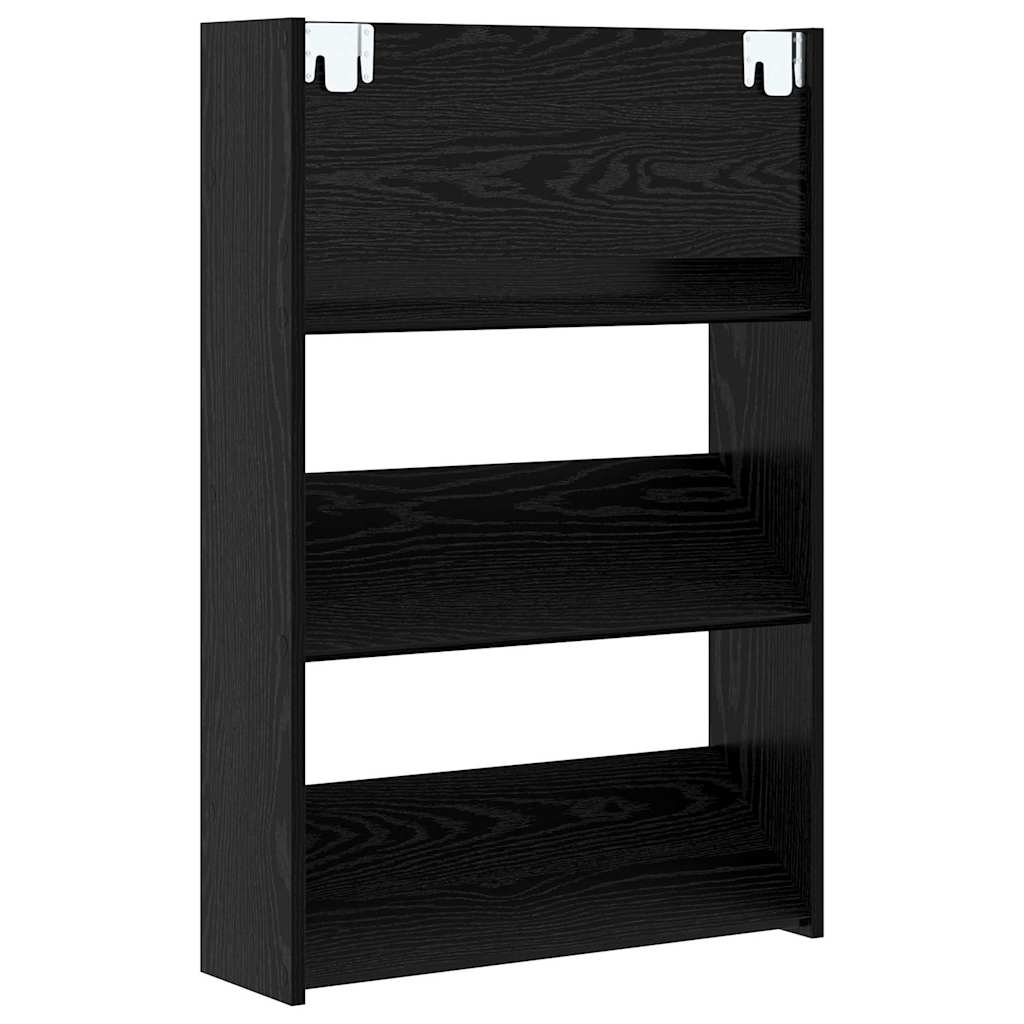 Shoe Cabinet Black Oak 60 x 18 x 90 cm Engineered Wood