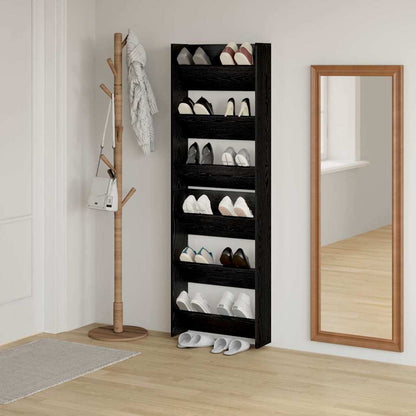 Shoe Cabinet 2 pcs Black Oak 60 x 18 x 90 cm Engineered Wood
