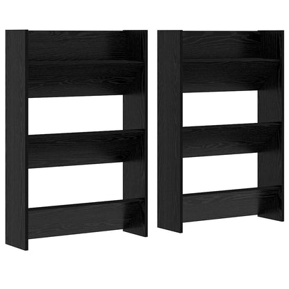 Shoe Cabinet 2 pcs Black Oak 60 x 18 x 90 cm Engineered Wood