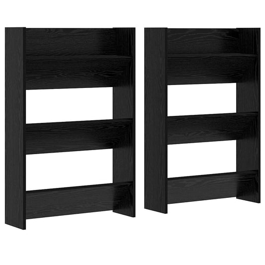 Shoe Cabinet 2 pcs 60 x 18 x 90 cm Engineered Wood Black Oak