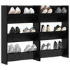 Wall Shoe Cabinet with Shelf Wall-mounted Other with Storage 2 pcs Black oak Engineered wood