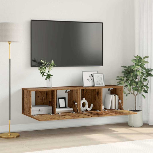 TV Cabinet Set 2 pcs Multicolour Engineered Wood