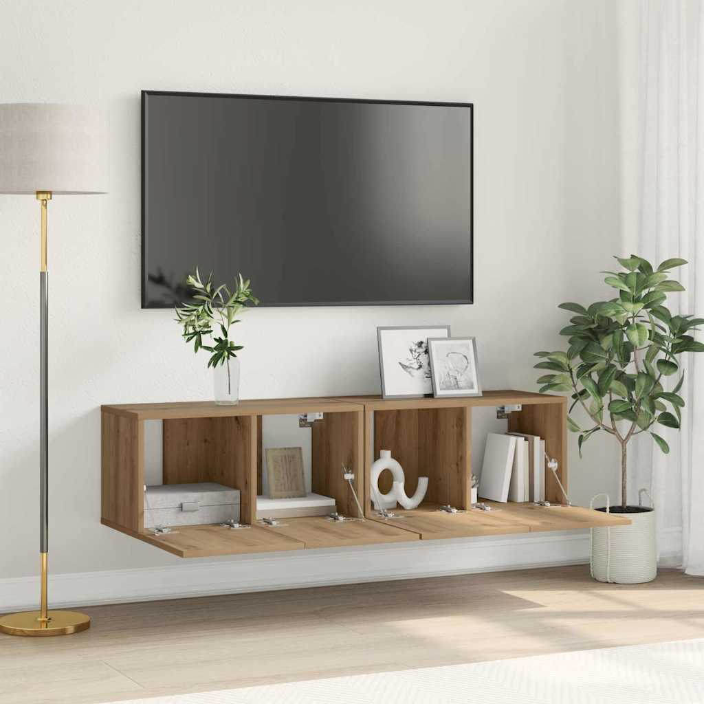 TV Cabinet Set 2 pcs Brown Engineered Wood