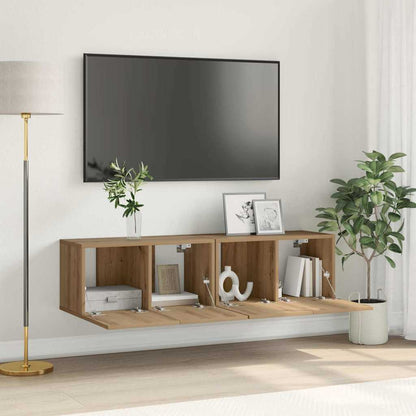 TV Cabinet Set 2 pcs Brown Engineered Wood