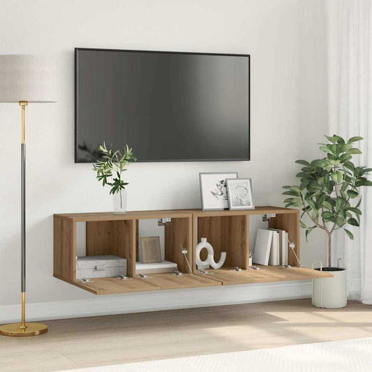 TV Cabinet Set 2 pcs Brown Engineered Wood