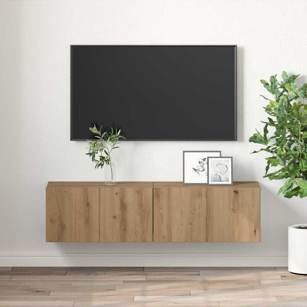 TV Cabinet Set 2 pcs Brown Engineered Wood