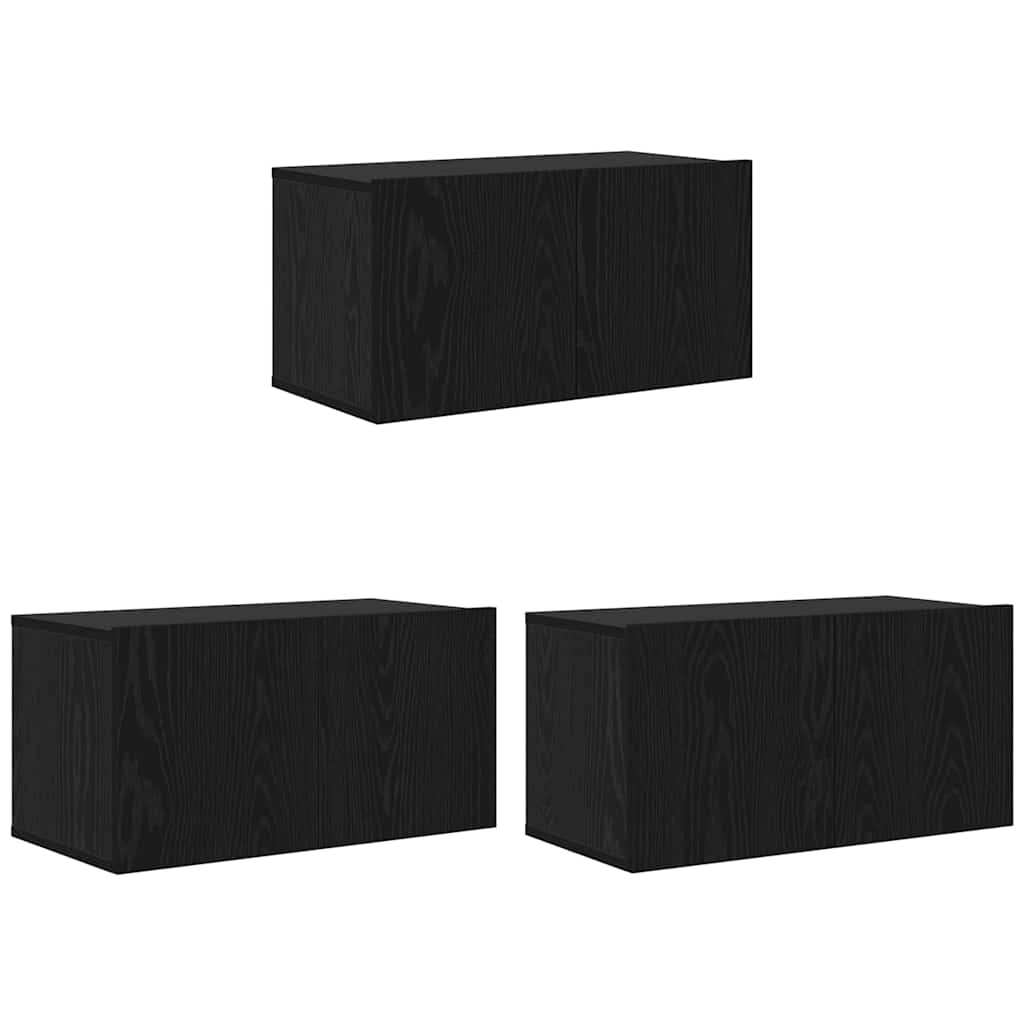 TV Cabinet Set 3 pcs Black 60 x 30 x 30 cm Engineered Wood
