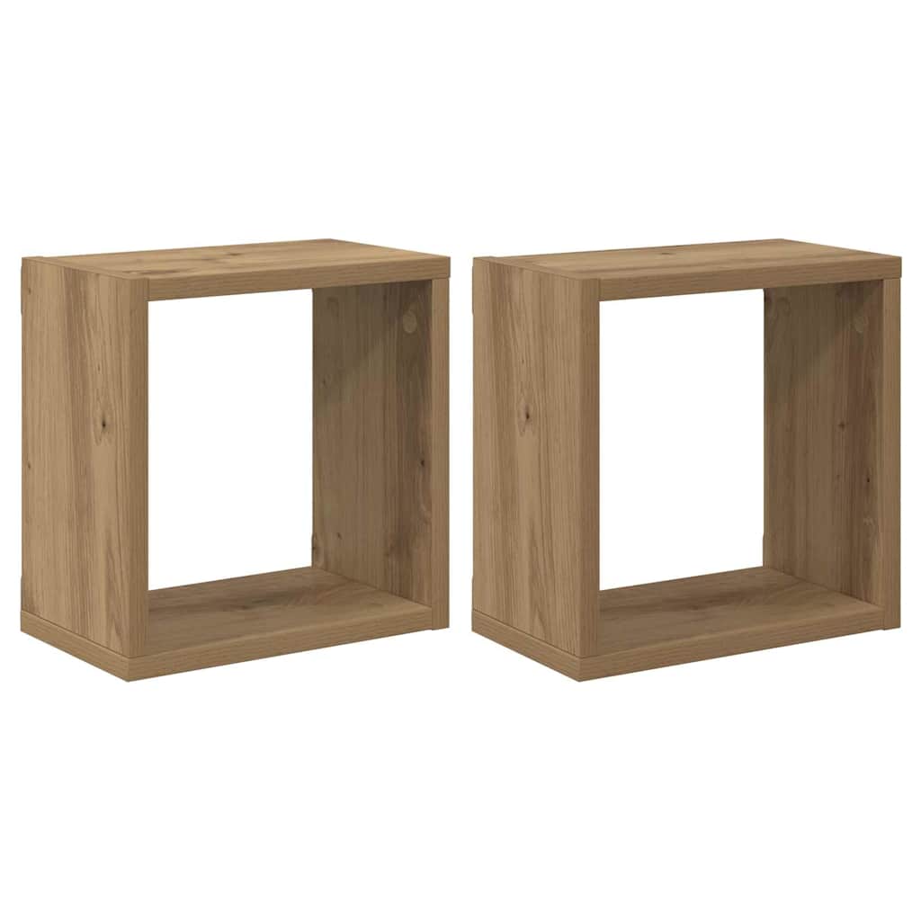 Wall Shelves Wall-Mounted 2 pcs Artisan Oak Engineered Wood