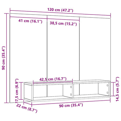 TV Cabinet Set Black Oak 120 x 23.5 x 90 cm Engineered Wood