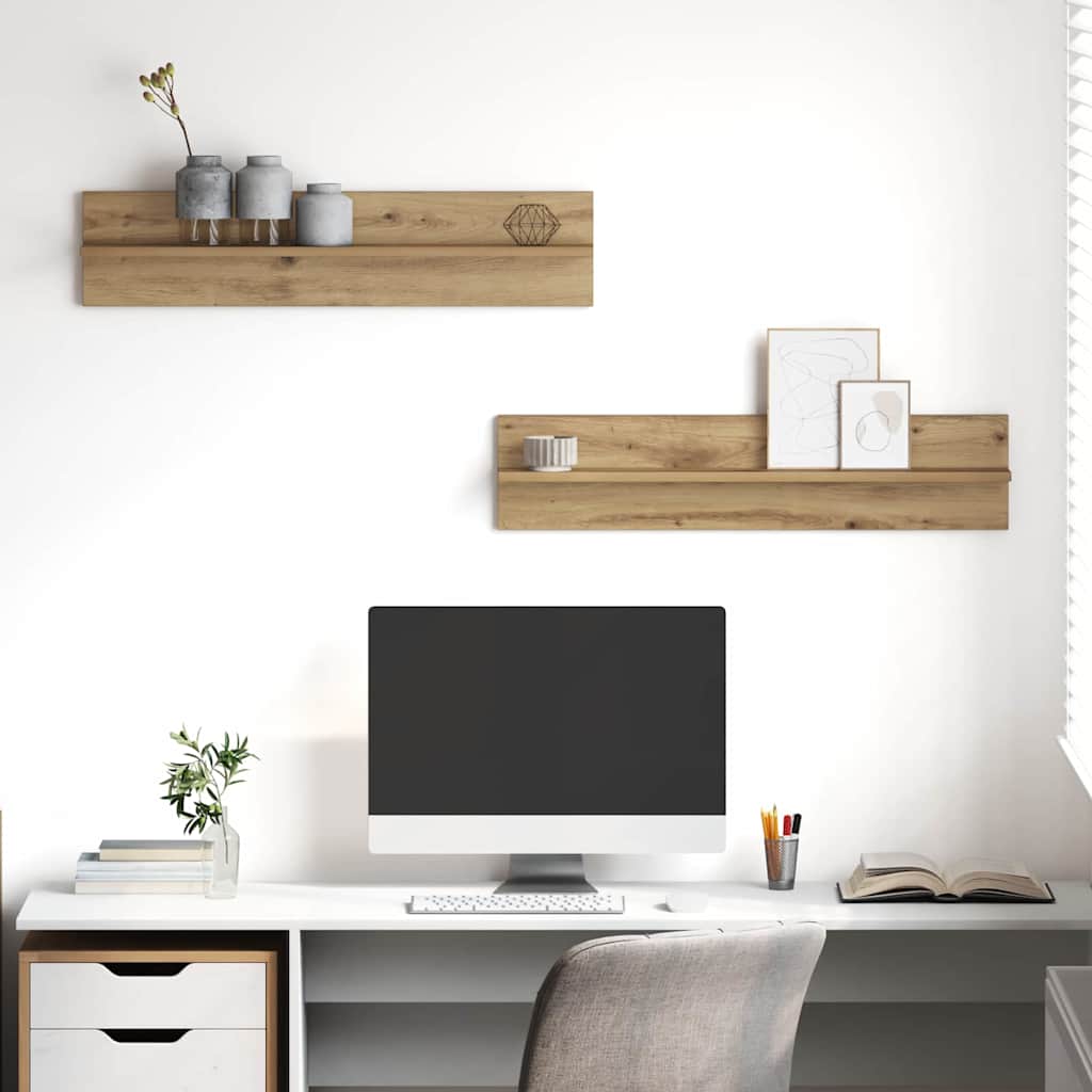 Wall Shelf Wall-Mounted 2 pcs Artisan Oak 80 x 11.5 x 18 cm