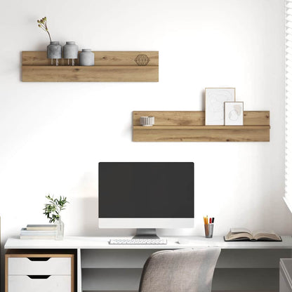 Wall Shelf Wall-Mounted 2 pcs Artisan Oak 80 x 11.5 x 18 cm