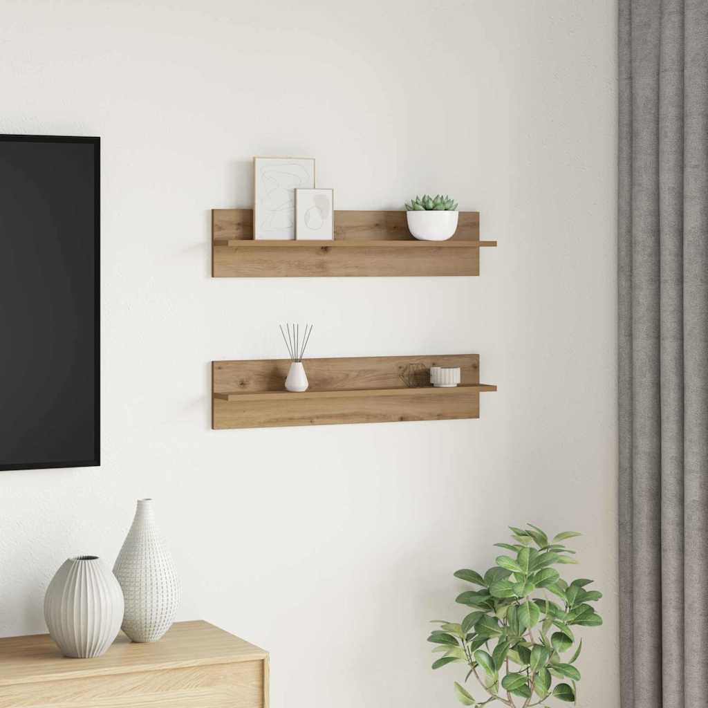 Wall Shelf Wall-Mounted 2 pcs Artisan Oak 80 x 11.5 x 18 cm