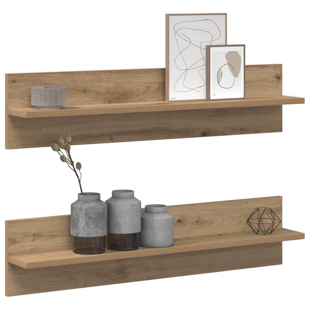 Wall Shelf Wall-Mounted 2 pcs Artisan Oak 80 x 11.5 x 18 cm