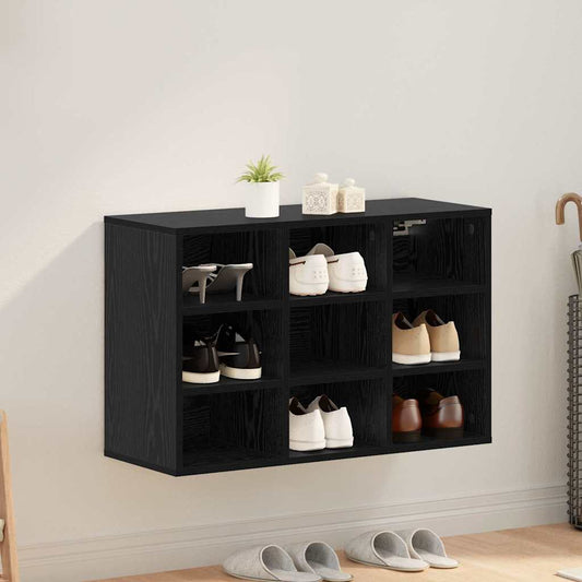 Shoe Cabinet 77.5 x 30 x 51 cm Engineered Wood Black Oak