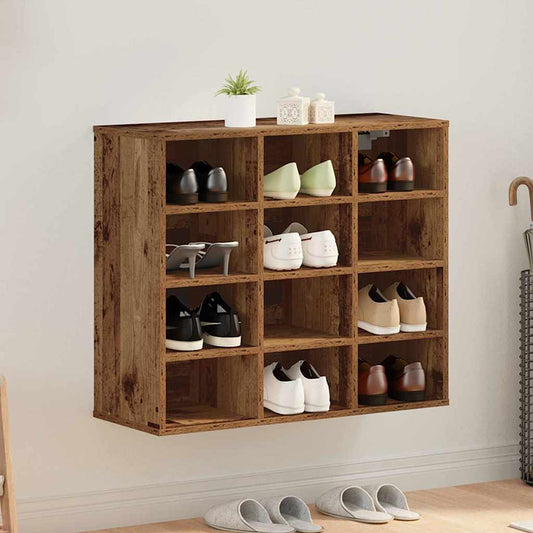 Shoe Cabinet 77.5 x 30 x 67 cm Engineered Wood Old Wood
