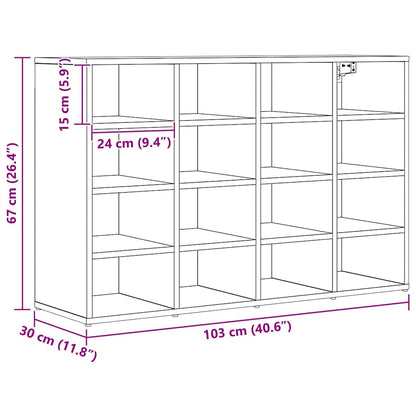 Shoe Cabinet Artisan oak 103 x 30 x 67 cm Engineered wood
