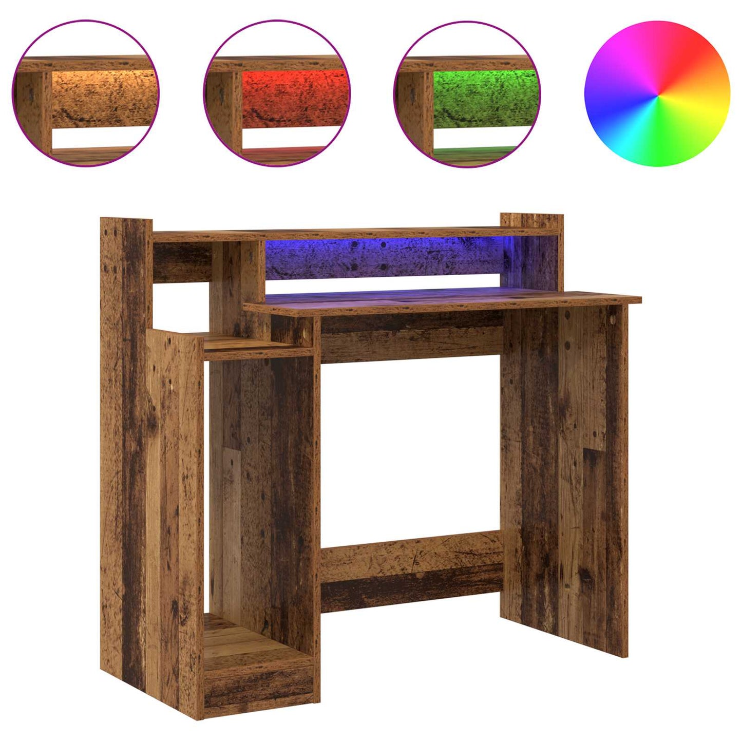 Desk with Shelf Old Wood 97 x 45 x 90 cm Engineered Wood